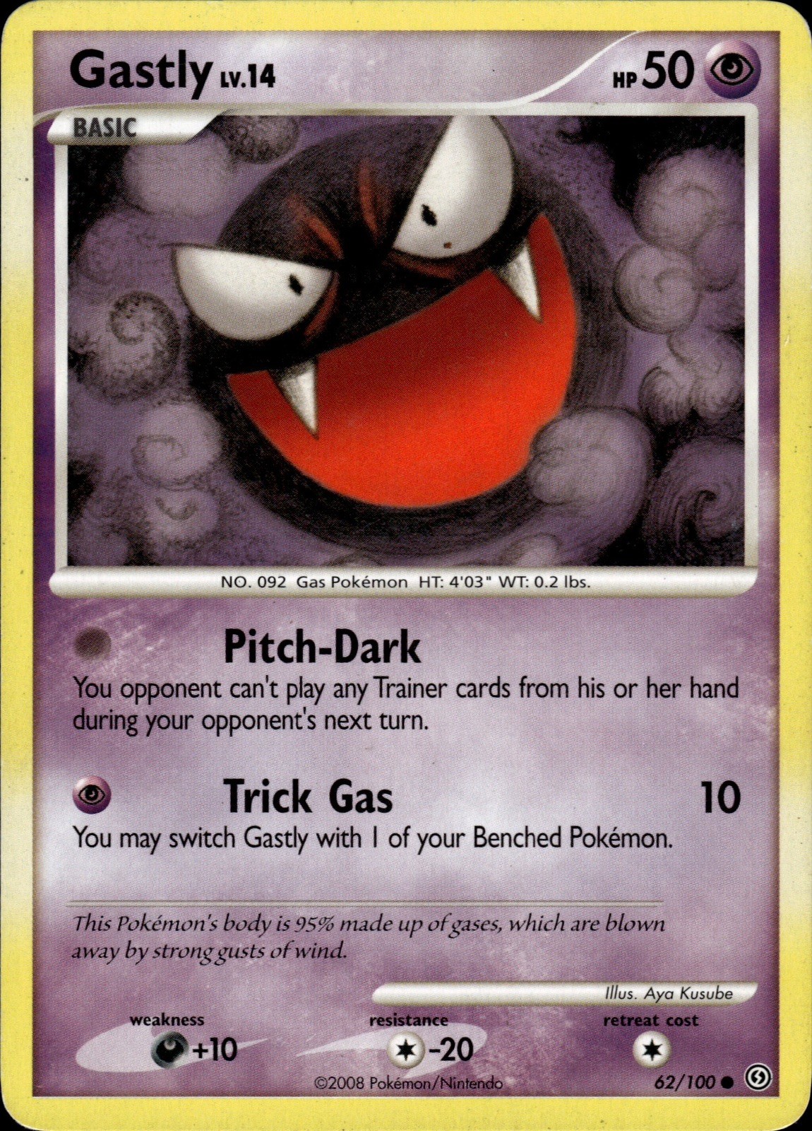 Pokemon Card Gastly LP Stormfront Common 62/100