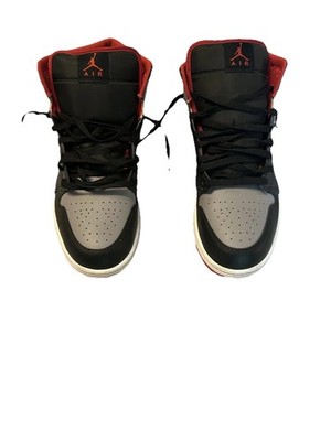 Air Jordan 1 Mid Men's Size 11.5 Bred Shadow Black/Gray/Red