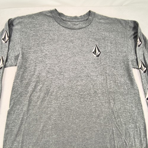 Volcom Casual Crew Neck Long Sleeve T Shirt Mens Size Medium M Gray Black