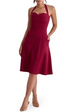 NEW, HOUSE OF CB Carolla Halter Dress in Wine sz M #MD2615