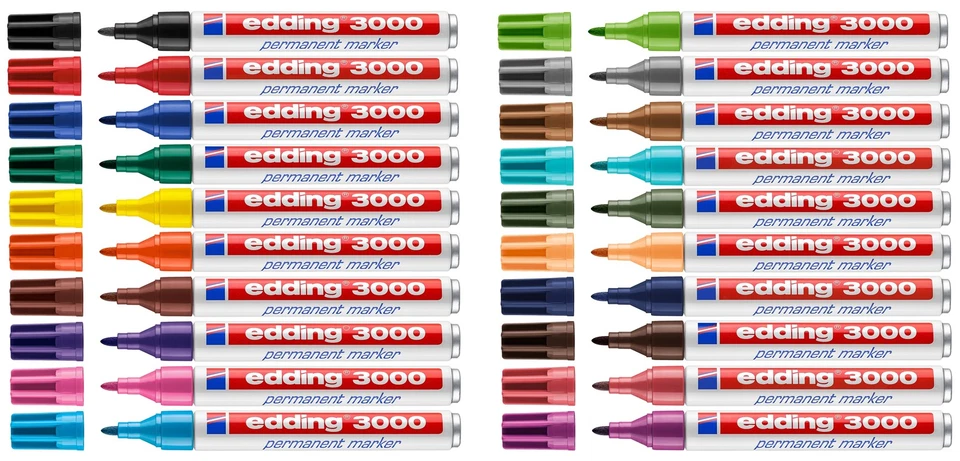 Permanent Marker Edding 3000 Original Permanentmarker. 1,5-3 mm ALLE FARBEN!