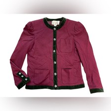 Vintage Miss O x Oscar de la Renta Maroon Wool Jacket  Bavarian Dirndl Size 8