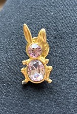 DSC Daniel Swarovski Purple Crystal Rabbit Gold Tone Brooch Pin