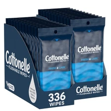 Cottonelle Fresh Care On-The-Go Flushable Wet Wipes, Adult Wet Wipes, 24 On-T...