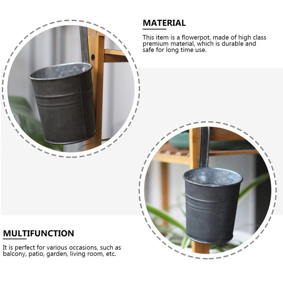 2 macetas colgantes de metal macetas de hierro retro contenedores para plantar Foto 3 de 4