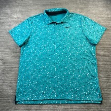 Nike Polo Shirt Mens Extra Large Blue All Over Print Floral Dri Fit Golf Tour