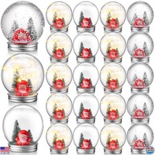 Jerify 24-Piece 3.6" Clear Plastic Snow Globes Kit - DIY Christmas Tree Globes