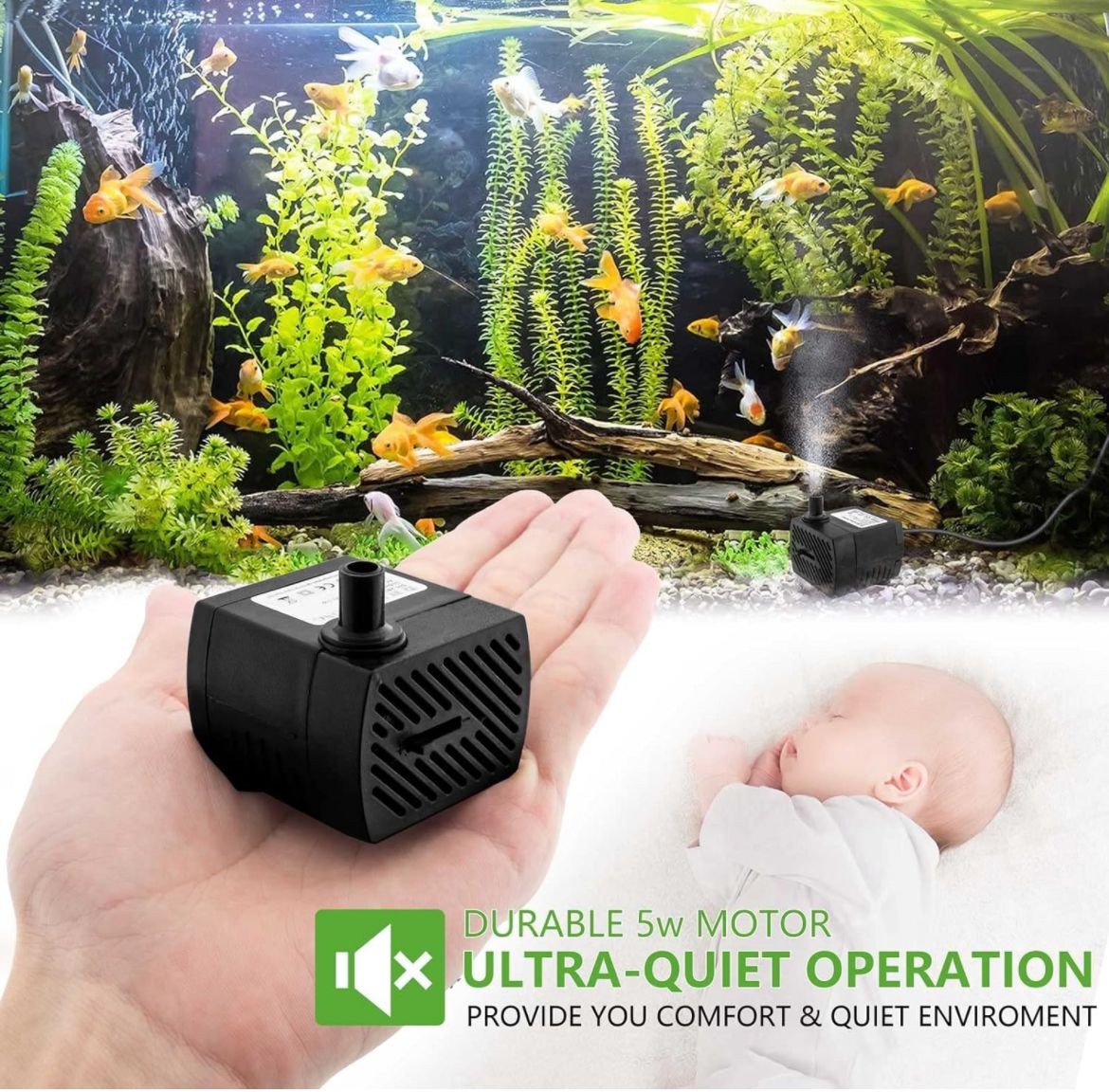 Pompa sommergibile per acquario riciclo acqua dolce salata 250L/H 3W DN-3100 foto 2