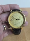Louis Eliasberg 1904 Gold Liberty Coin Gold Case Black Leather Band Watch READ**