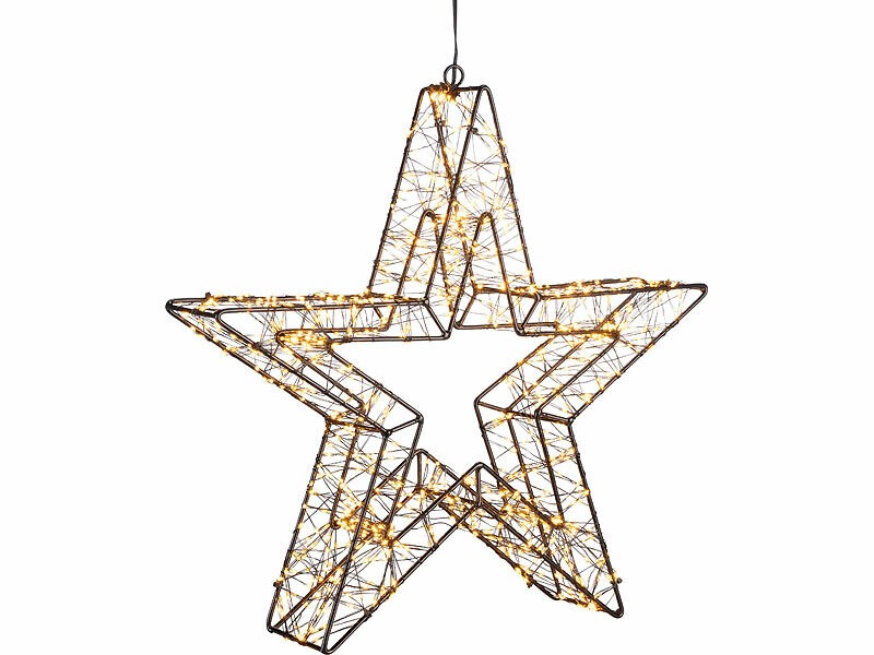 Étoile lumineuse 1440 LED animées Lunartec 50 cm au design premium et éclats blanc chaud