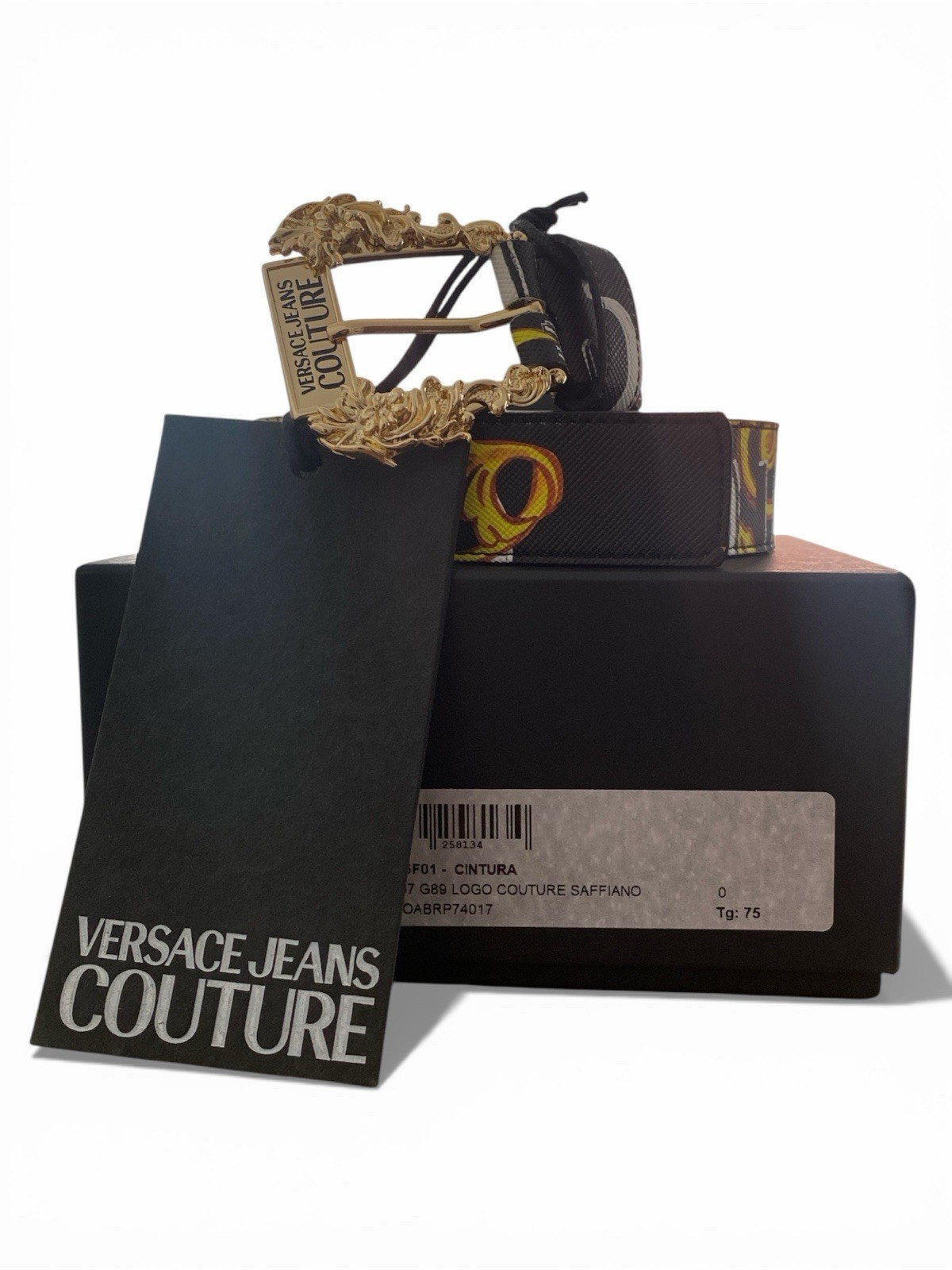 Versace Jeans Couture Regalia Baroque Belt Women’s Size 75 Small Gold Black thumbnail 7
