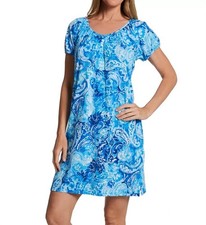NWT Ralph Lauren S Short Sleeve Blue Paisley Nightgown 128680