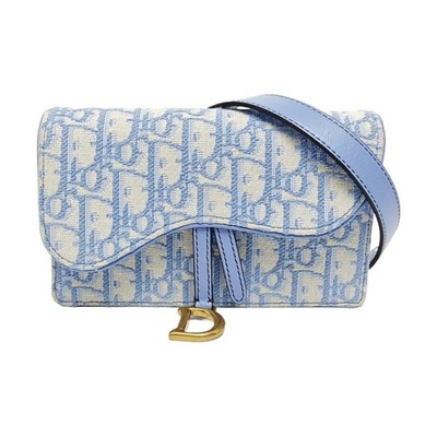 Dior Pre-Owned Authentic Saddle Bag Blue Canvas Free Tracked Shipping