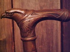 walking cane BRASS EAGLE BODY handle tapered MAPLE wood shaft hard rubber tip