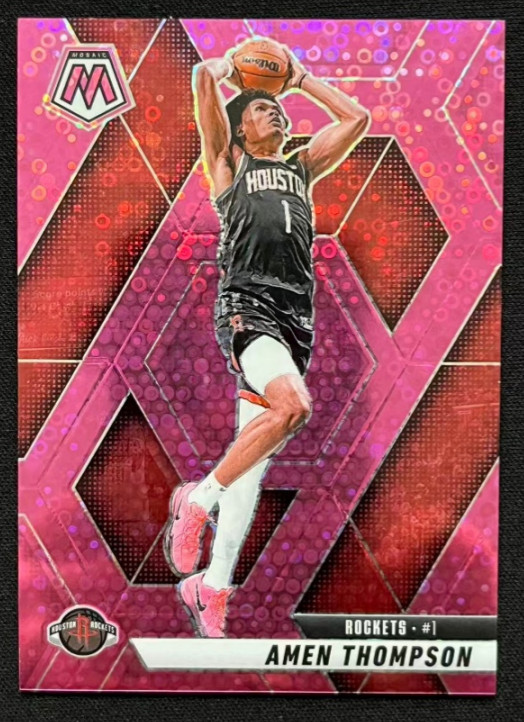 Amen Thompson 2024-25 Panini Mosaic 02/20 Pink Disco Prizm Rockets #10