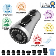 Pull Down Kitchen Faucet Spray Head Replacement Universal 9 Adapters Water Savin