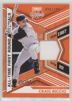 2021 Elite Extra Edition All-Time First Round Materials Orange Craig Biggio 06z2