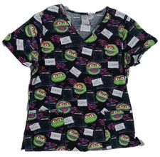 Sesame Street Scrub Top Oscar The Grouch Size Medium Read