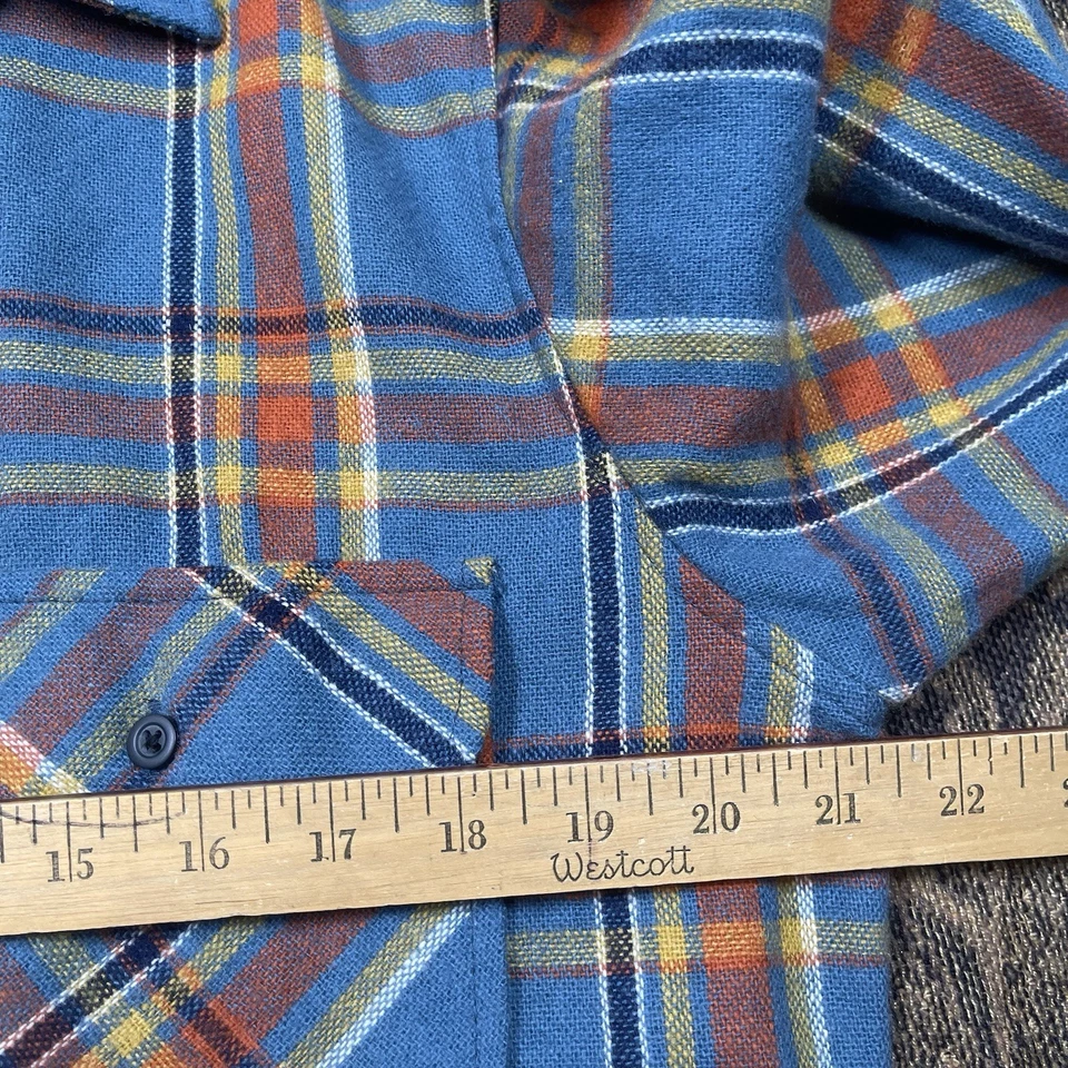 Винтажная рубашка 70-х Sears Roebucks синяя тень клетчатая фланелевая средняя шерстяная смесь - Изображение 4 из 4