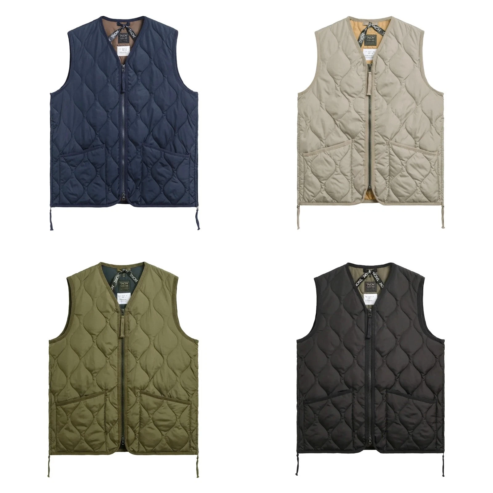 Taion Gilet - Taion Military V-Neck Ripstop Down Vest - Various Colours