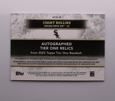 2025 Topps Tier One Jimmy Rollins Relic Auto /99 White Sox | eBay