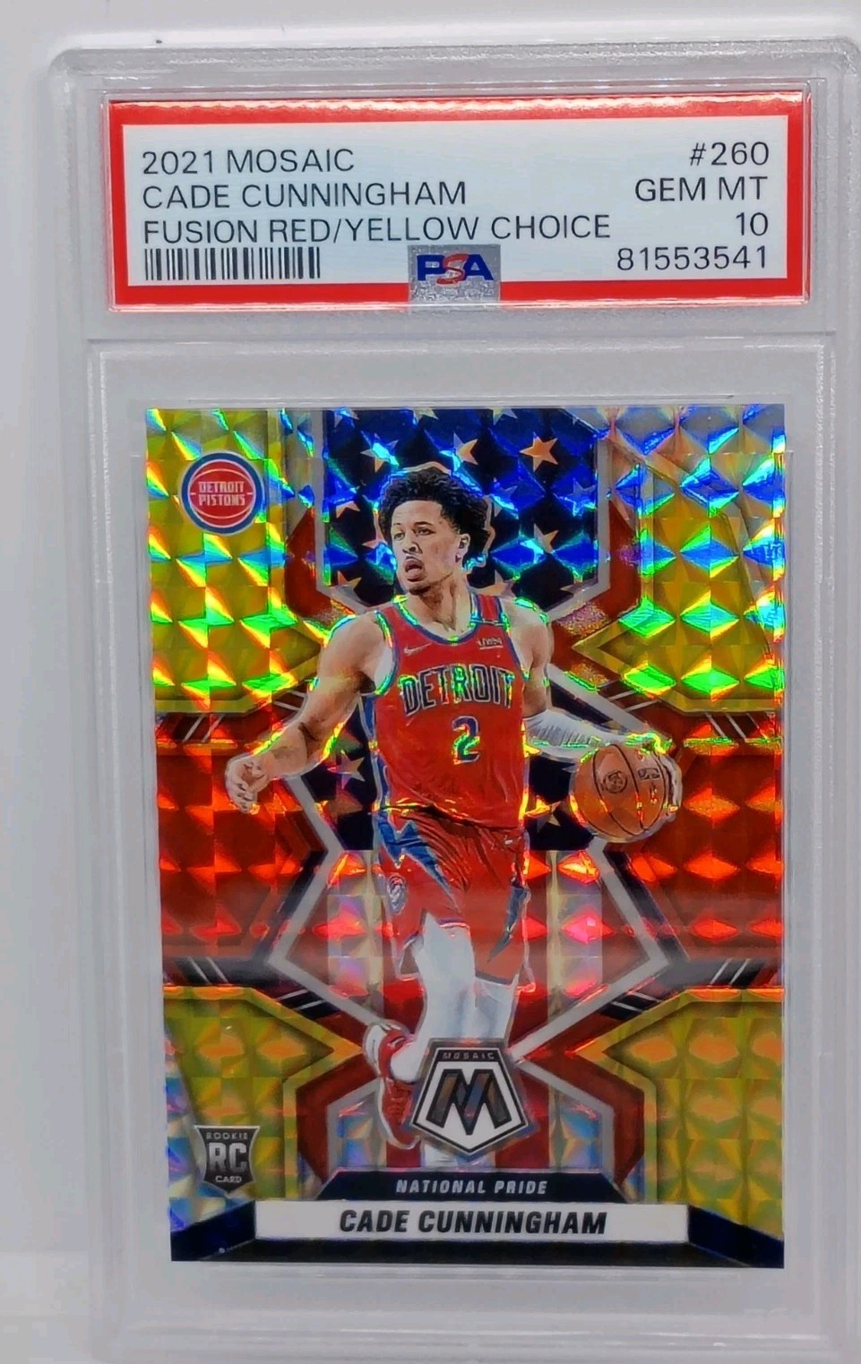 2021-22 Panini Mosaic - National Pride Cade Cunningham #260 PSA 10 Fusion Red &
