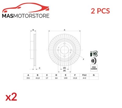 BREMSSCHEIBEN SATZ PAAR BOSCH 0 986 479 F14 2PCS P FÜR MITSUBISHI