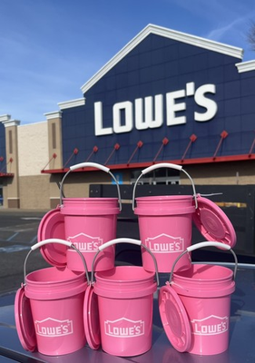#ad RARE HARD TO FIND LOWE’S PINK MINI BUCKET WITH LID LOT OF 5 FREE SAME DAY SHIP $24.29