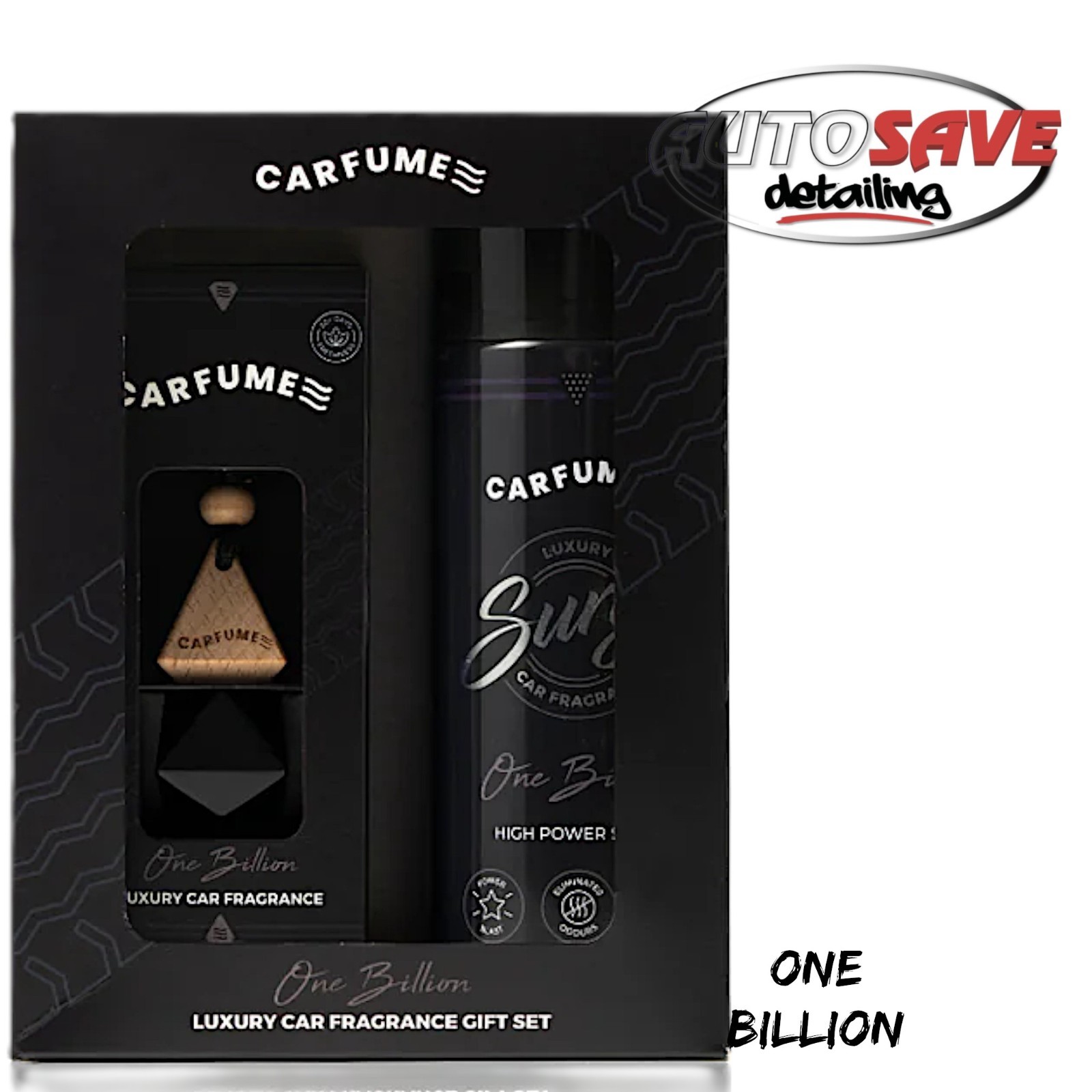 Carfume - One Billion |Gift Set |Surge Blast Can |Hanging Air Freshener