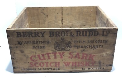 Vintage Cutty Sark Scotch Whisky Berry Bros & Rudd Ltd Wooden Box Crate New York
