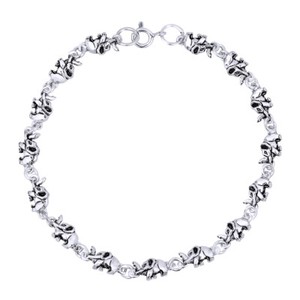 Authentic Baby Elephant Link 14K White Gold Plated Sterling Silver Bracelet