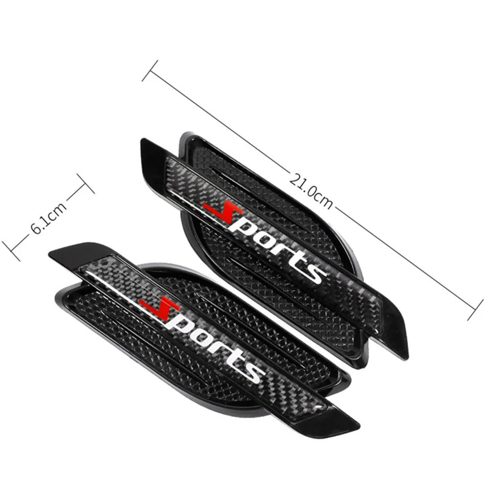 Black Sports Carbon Fiber Decals Car Hood Air Flow Intake Side Fender Vent Trim - Image 2 of 4