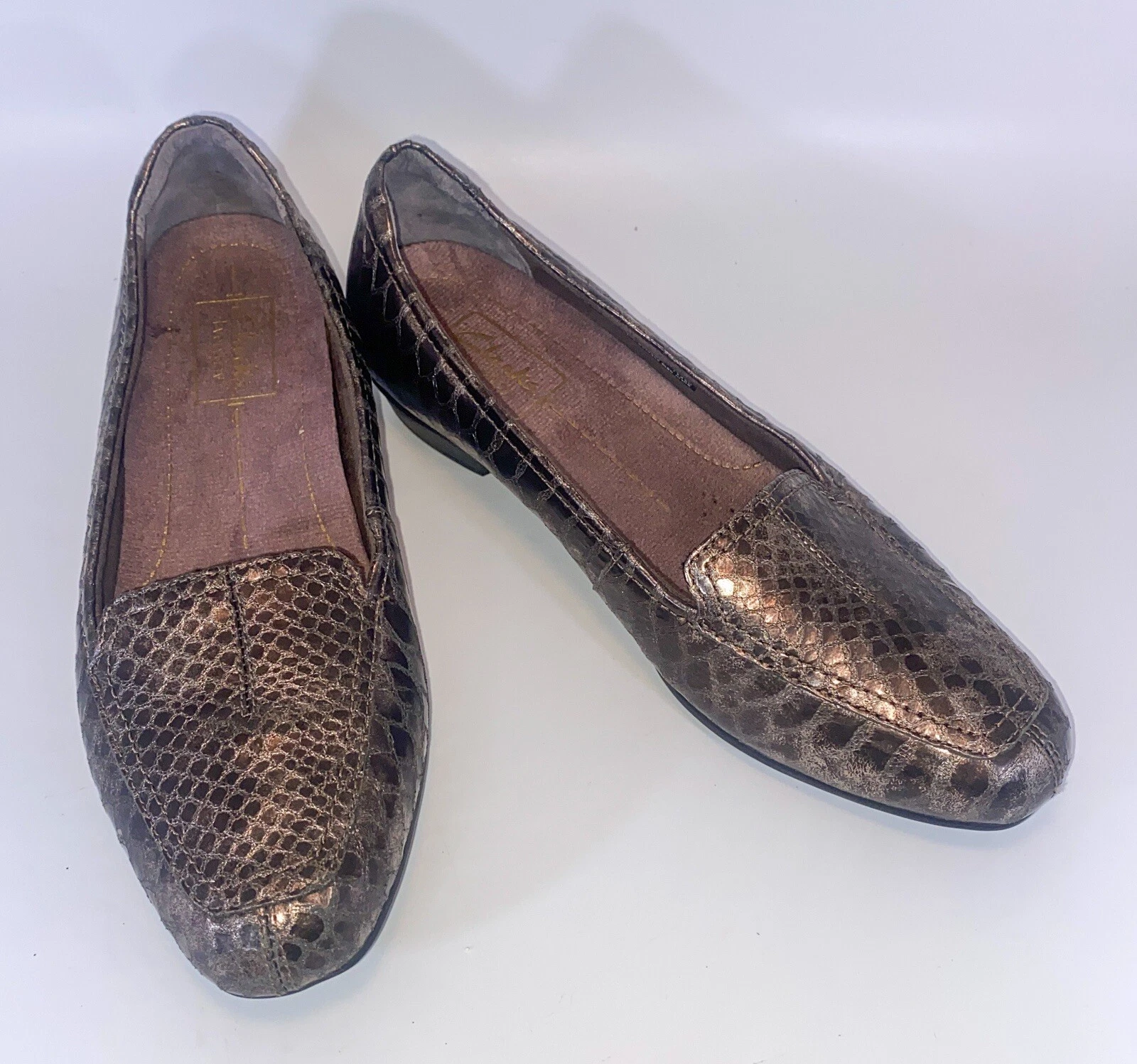 Mocassini Clarks stampa serpente donna 6 5 m scarpe tutti i giorni pelle 15260 ballerine