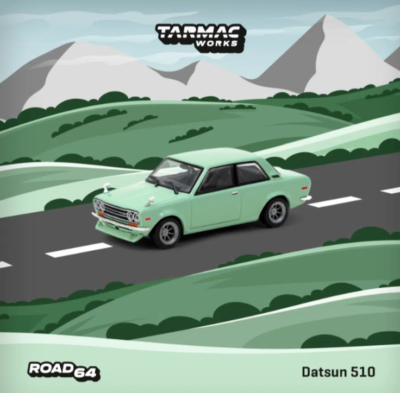 Tarmac Works Road64 1:64 Datsun 510 Light Green Diecast Model Car