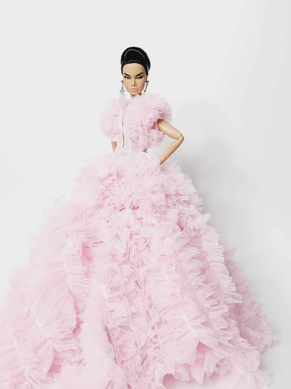 Handmade Silk Stone Fashion Royalty Barbie Doll Dress OOAK New-image