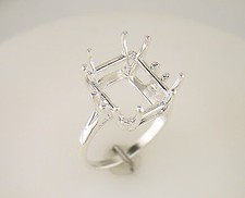 Emerald Cut 8 Prong Solitaire Ring Setting Sterling Silver