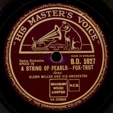 GLENN MILLER ORCH. A String of Perls / Blue Rain,    2 Klassiker 78rpm X4048