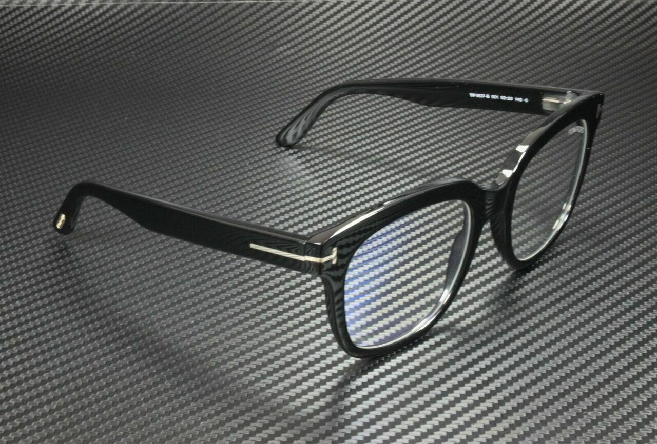 Tom Ford FT5537-B 001 Shiny Black Blue Blockers 52 mm Women's 