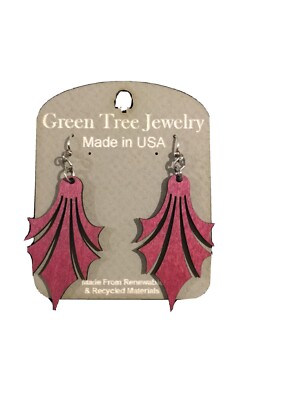 Green Tree Earrings Dropped Point Style