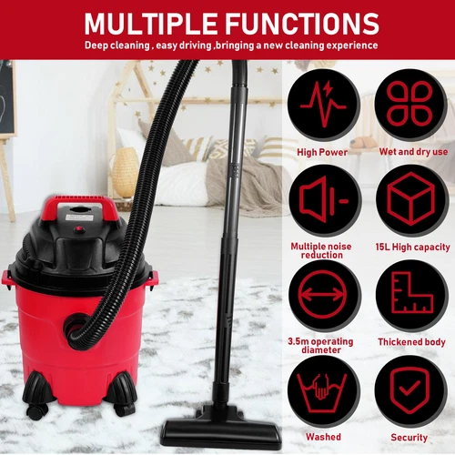 1000W Vacuum Cleaner Wet and Dry Bagless 15L Cylinder Powerful Compact Cleaning - Picture 2 of 12