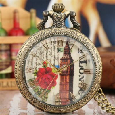 Classic Men Women Quartz Pocket Watch Big Ben London Logo