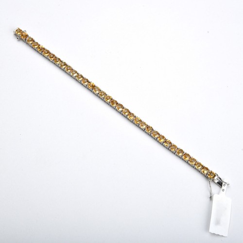 Natural Yellow Citrine 5mm Round Gemstone Silver Tennis bracelet Gift 7" inches - Picture 2 of 3