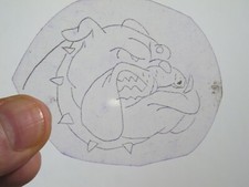 vtg 1960s 70s Tattoo Flash acetate stencil Animals Tuff Bulldog AN2