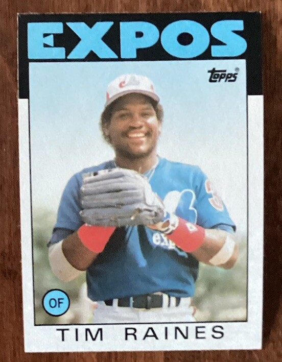 1986 Topps - #280 Tim Raines HOFer - near mint condition - FREE SHIPPING 
