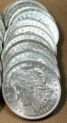 1921 Morgan Silver Dollar P D S AU / UNC Lot of 5 90% Mixed Bullion Mint Marks