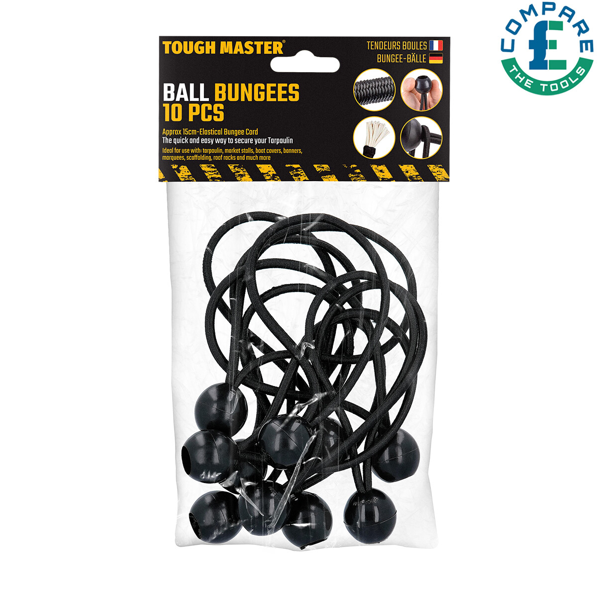TOUGH MASTER Bungee Ball Loop 10Pc Strong Elastic Tarp Shock Cords Tent Canopy