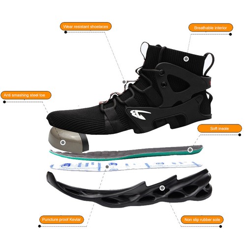 Men's Indestructible Shoes Safety Shoes Steel Toe Work Boots Anti-Punctur Hiking - Picture 26 of 30