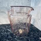 Early Vintage Anchor Hocking Mayfair Open Rose Pink Short Pitcher 6" 37oz