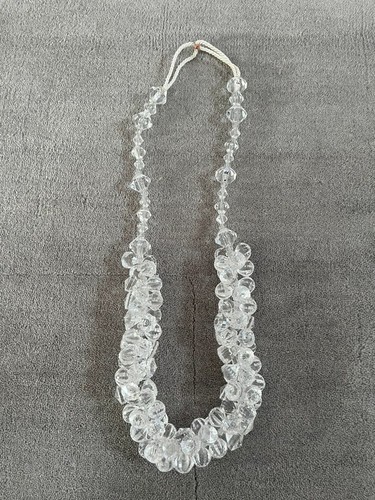 Handmade White Clear Beaded Chucky Necklace - Costume Jewellery