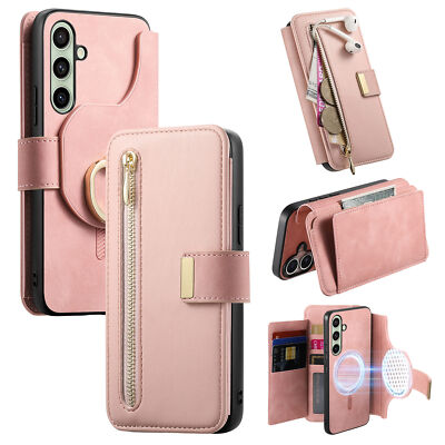 For Samsung A06/A16 5G/A35/A55 Magnetic Detachable Card Slots Zipper Wallet Case